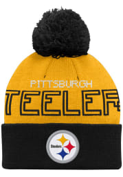 Pittsburgh Steelers Pixel Cuffed Pom Baby Knit Hat - Black