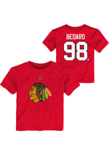 Connor Bedard Chicago Blackhawks Toddler Red Flat NN Short Sleeve Player T Shirt