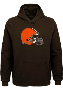 Cleveland Browns Boys Brown Primary Logo Long Sleeve Hooded Sweatshirt