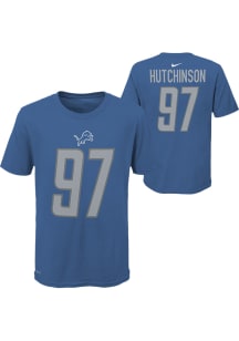 Aidan Hutchinson Detroit Lions Youth Blue Nike Player Pride Player Tee
