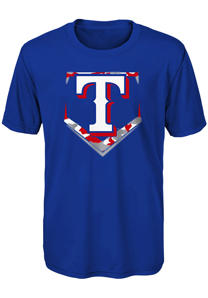 Texas Rangers Youth Blue Camo Base Short Sleeve T-Shirt