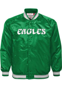 Mitchell and Ness Philadelphia Eagles Youth Kelly Green Lt Wgt Wordmark Satin Light Weight Jacke..