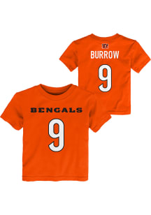 Joe Burrow Cincinnati Bengals Toddler Orange Mainliner Name and Number Short Sleeve Player T Shi..