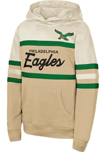 Mitchell and Ness Philadelphia Eagles Boys White Head Coach Long Sleeve Hooded Sweatshirt
