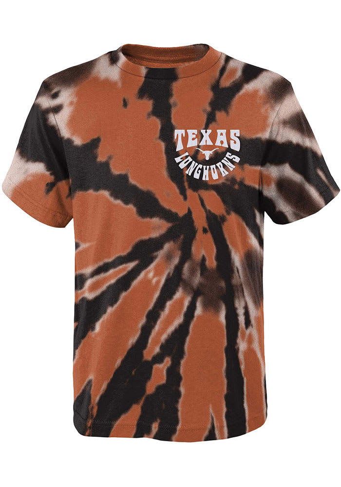 Texas Longhorns Youth Burnt Orange Pennant Tie Dye Short Sleeve T-Shirt