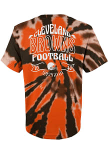 Cleveland Browns Youth Brown Pennant Tie Dye Short Sleeve T-Shirt
