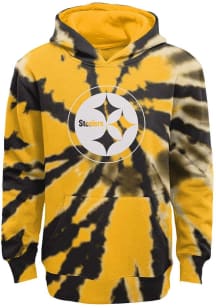 Pittsburgh Steelers Boys Gold Statement Tie Dye Long Sleeve Hooded Sweatshirt