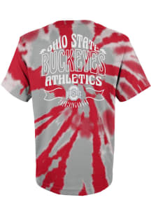 Ohio State Buckeyes Boys Red Pennant Tie Dye Short Sleeve T-Shirt