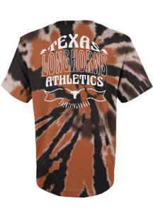 Texas Longhorns Boys Burnt Orange Pennant Tie Dye Short Sleeve T-Shirt