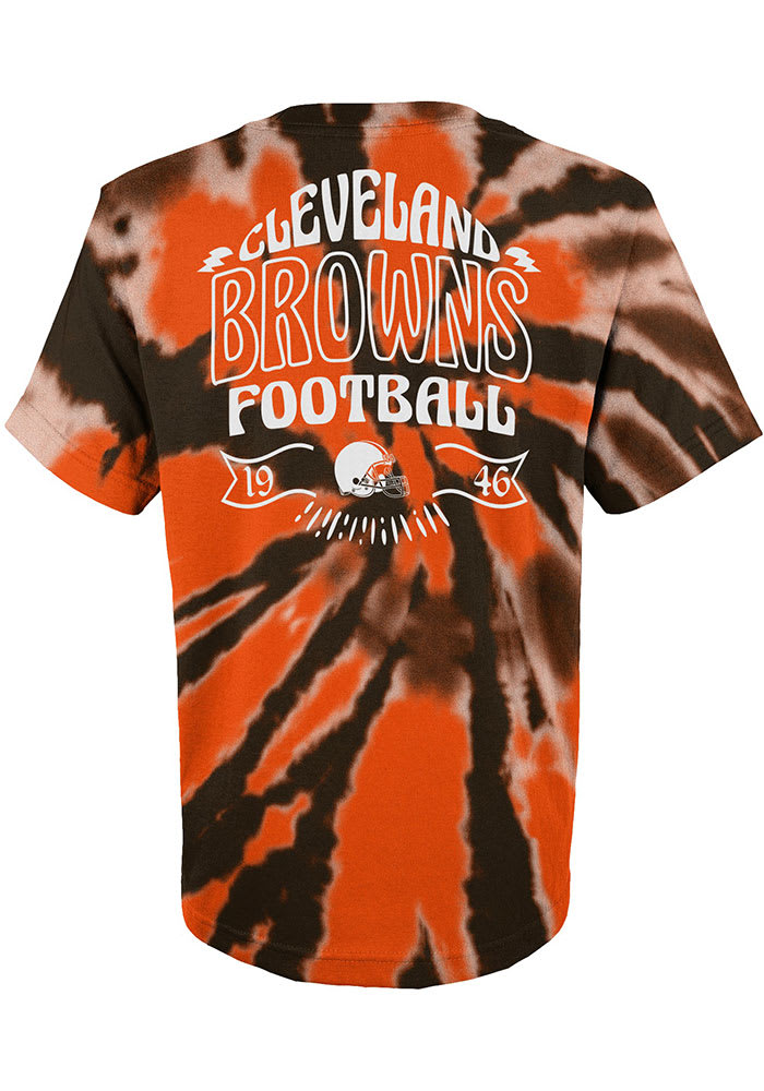 Cleveland Browns Boys Brown Pennant Tie Dye Short Sleeve T-Shirt