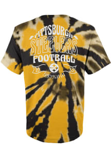 Pittsburgh Steelers Boys Gold Pennant Tie Dye Short Sleeve T-Shirt