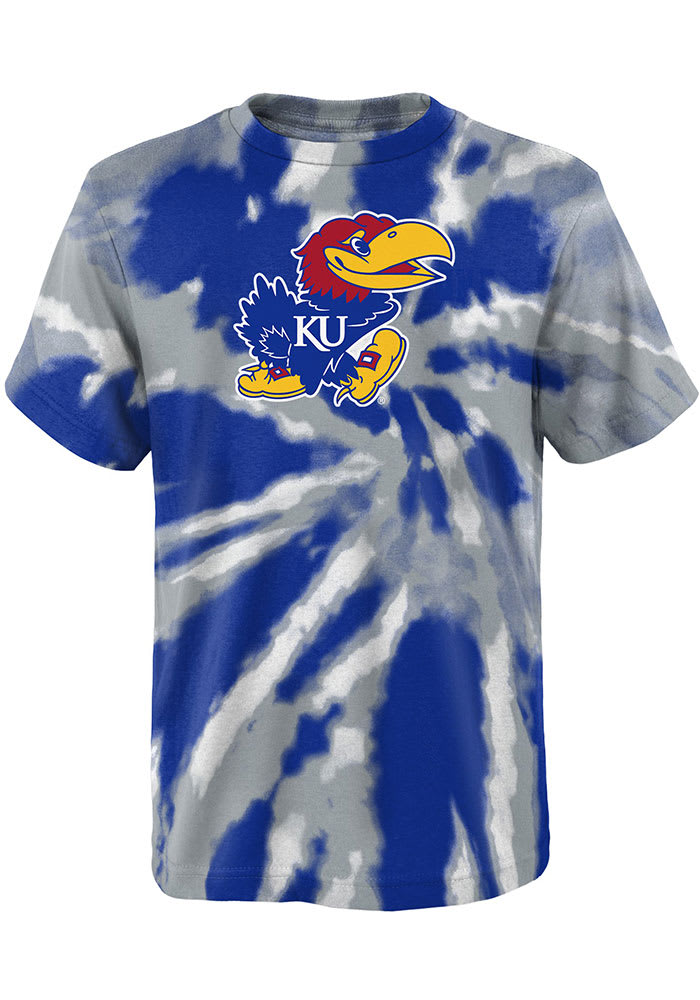 Kansas Jayhawks Youth Blue Tie Dye Primary Logo Short Sleeve T-Shirt