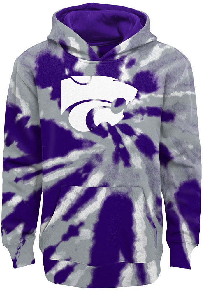 K-State Wildcats Youth Purple Tie Dye Primary Logo Long Sleeve Hoodie