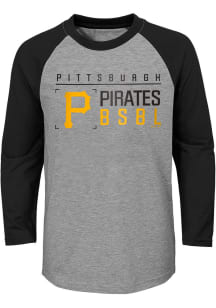 Pittsburgh Pirates Youth Grey Into the Stratosphere Long Sleeve Fashion T-Shirt