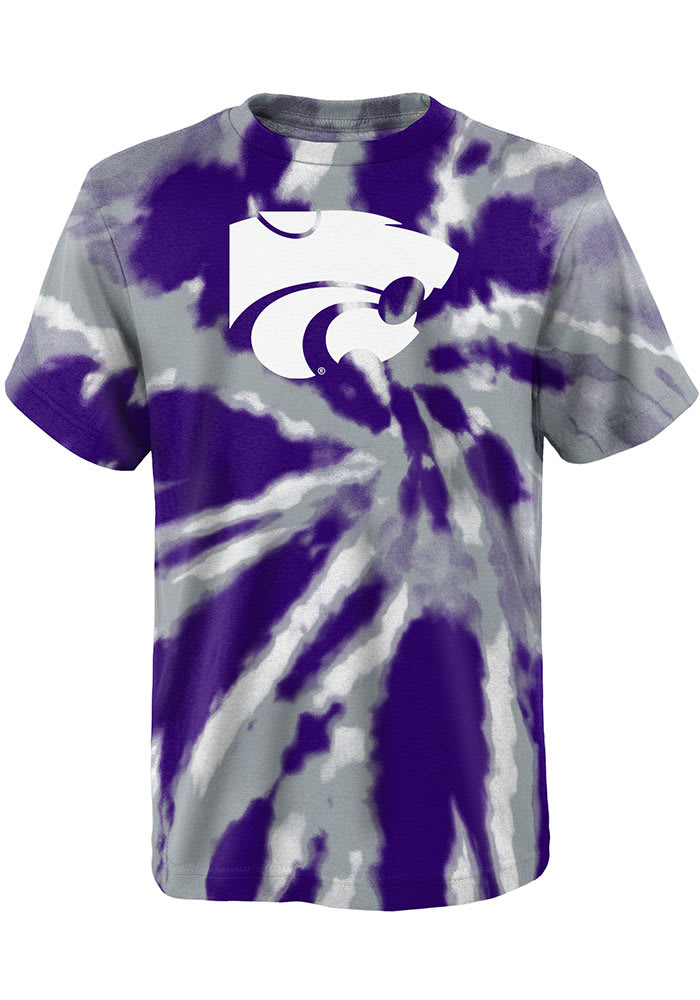 K-State Wildcats Youth Purple Tie Dye Primary Logo Short Sleeve T-Shirt