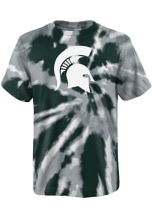 Michigan State Spartans Youth Green Tie Dye Primary Logo Short Sleeve T-Shirt