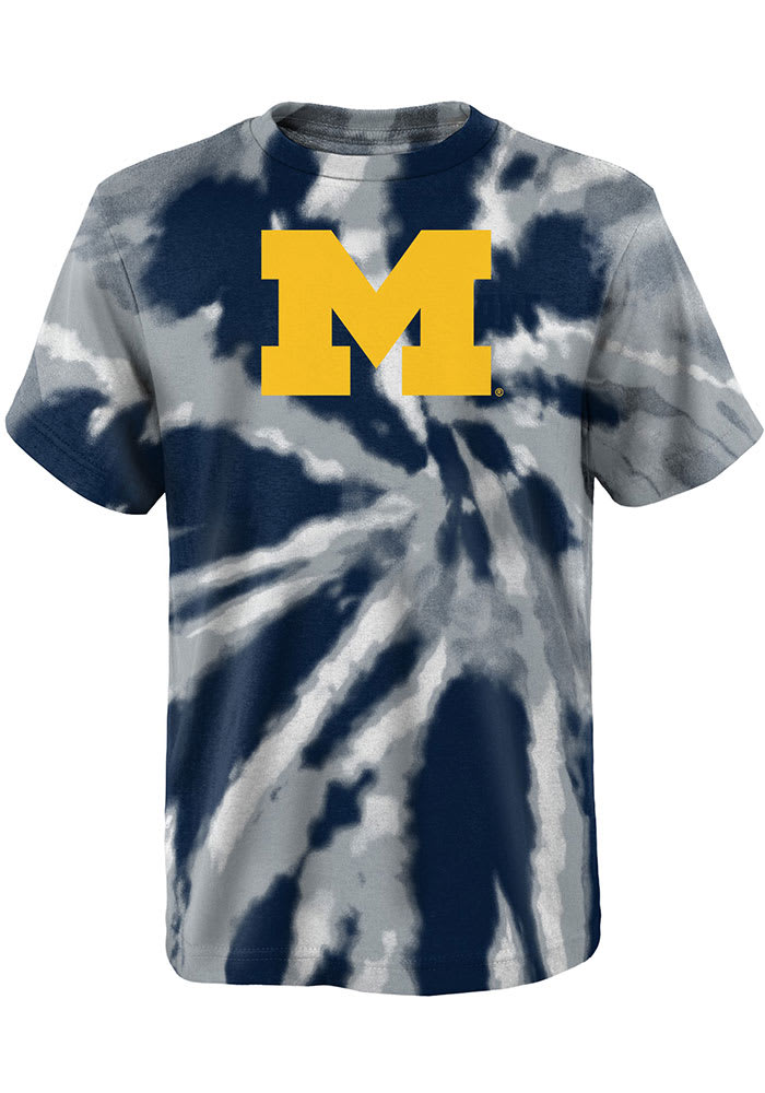 Michigan Wolverines Youth Navy Blue Tie Dye Primary Logo Short Sleeve T-Shirt