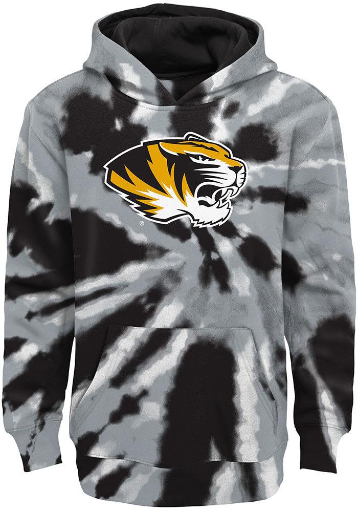 Missouri Tigers Youth Black Tie Dye Primary Logo Long Sleeve Hoodie