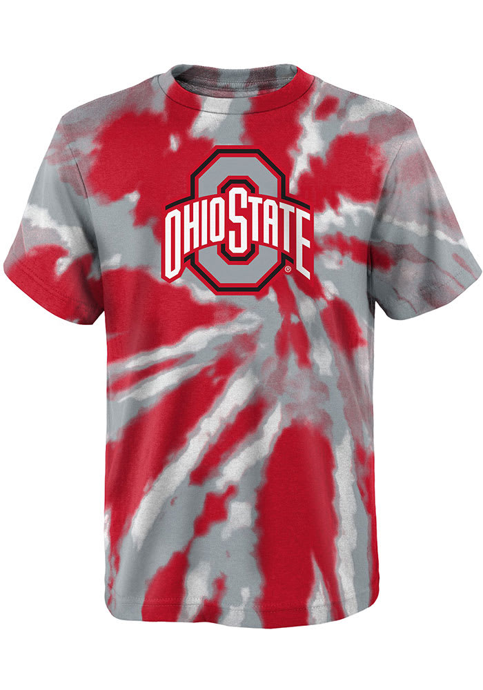 Ohio State Buckeyes Youth Red Tie Dye Primary Logo Short Sleeve T-Shirt