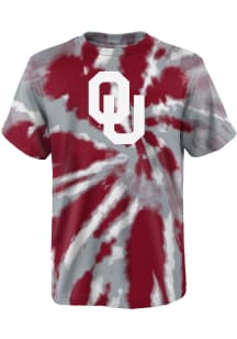 Oklahoma Sooners Youth Red Tie Dye Primary Logo Short Sleeve T-Shirt