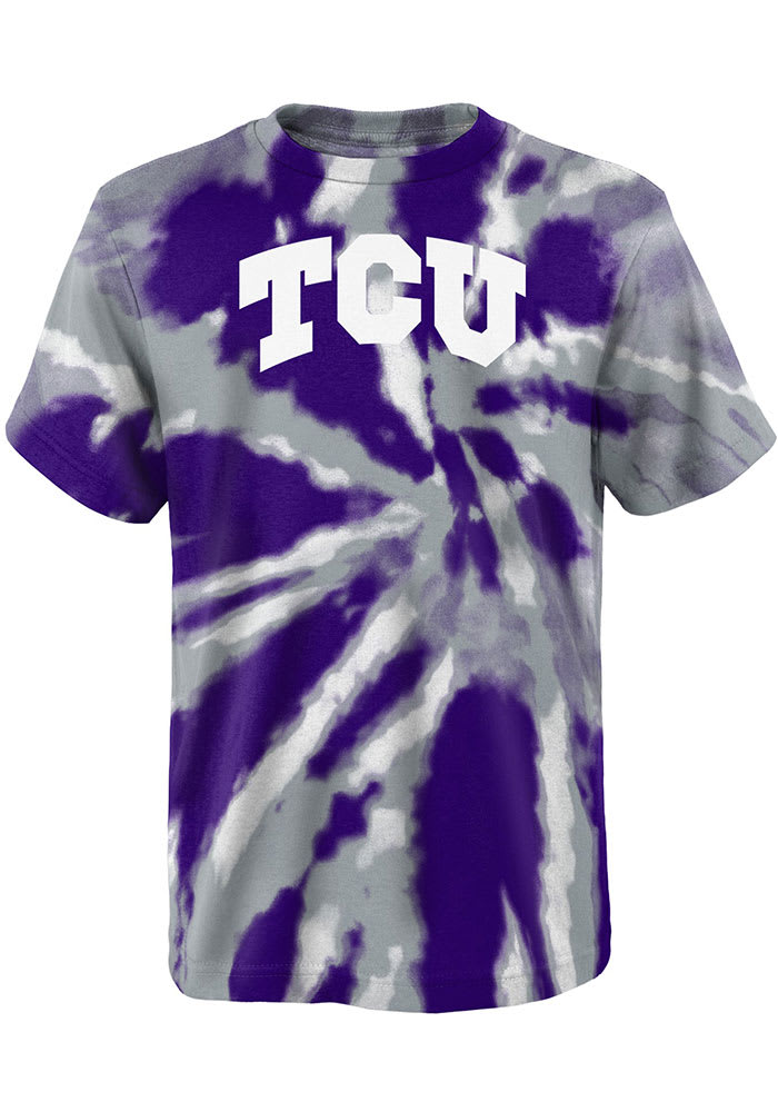 TCU Horned Frogs Youth Purple Tie Dye Primary Logo Short Sleeve T-Shirt