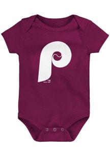 Philadelphia Phillies Baby Maroon Coopers Short Sleeve One Piece
