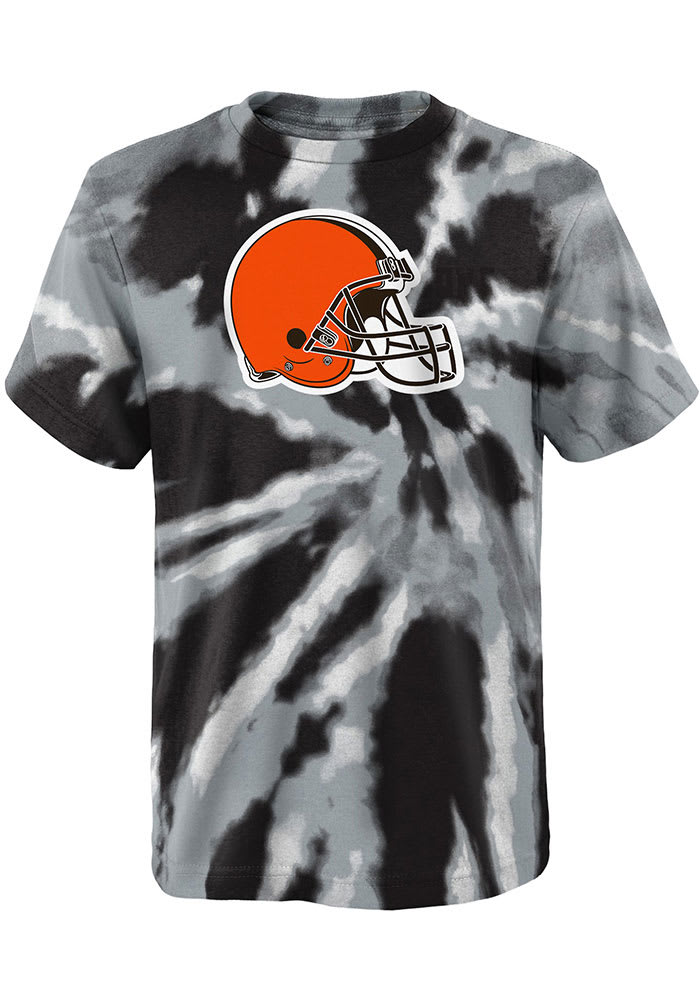 Cleveland Browns Youth Black Tie Dye Primary Logo Short Sleeve T-Shirt