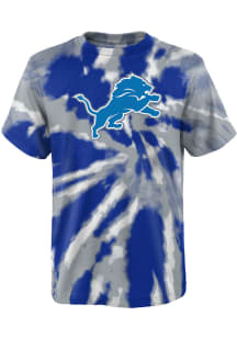 Detroit Lions Youth Blue Tie Dye Primary Logo Short Sleeve T-Shirt