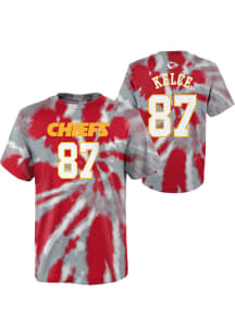 Travis Kelce Kansas City Chiefs Youth Red Tie Dye NN Player Tee