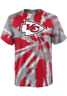 Kansas City Chiefs Youth Red Tie Dye Primary Logo Short Sleeve T-Shirt