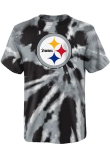 Pittsburgh Steelers Youth Black Tie Dye Primary Logo Short Sleeve T-Shirt