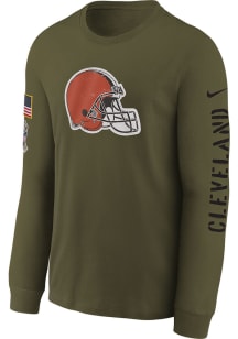 Nike Cleveland Browns Youth Olive Salute To Service Team Logo Long Sleeve T-Shirt