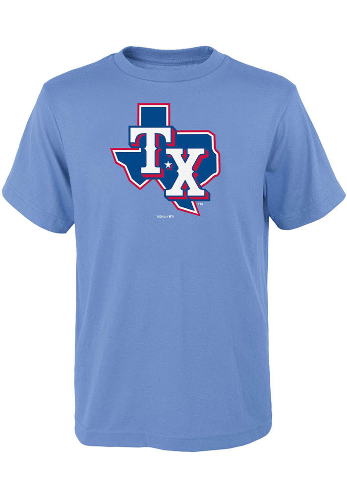 Texas Rangers Light Blue Coop Logo Short Sleeve Fashion T Shirt