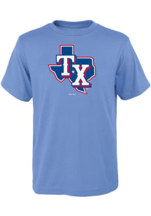 Texas Rangers Youth Light Blue Alternate Logo Short Sleeve T-Shirt