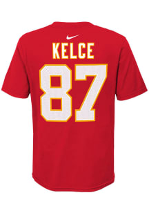 Travis Kelce  Kansas City Chiefs Boys Red Name Number Short Sleeve T-Shirt