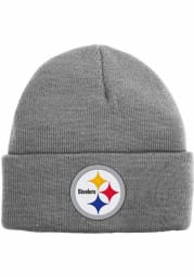Pittsburgh Steelers Grey Heather Cuffed Mens Knit Hat
