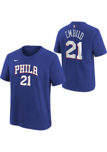 Joel Embiid Philadelphia 76ers Youth Blue Name and Number Icon Player Tee