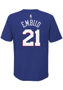 Joel Embiid Philadelphia 76ers Youth Blue Name and Number Icon Player Tee