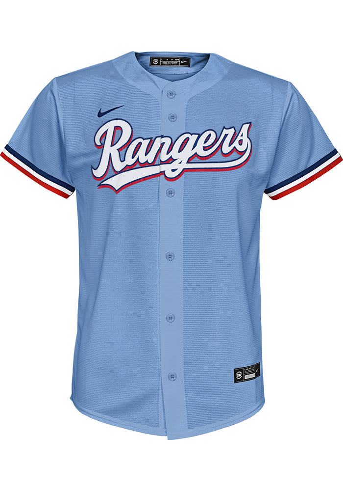 Nike Texas Rangers Youth Light Blue 2020 Alternate Jersey