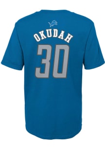 Jeff Okudah Detroit Lions Youth Blue Player Player Tee