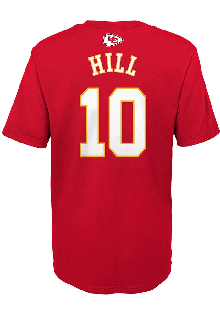 Youth Tyreek Hill Red Kansas City Chiefs Mainliner Player Name & Number  T-Shirt