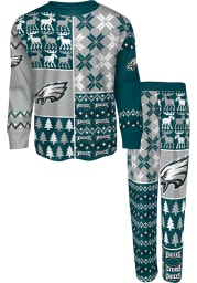 Philadelphia Eagles Kids Midnight Green Ugly Sweater Loungewear PJ Set