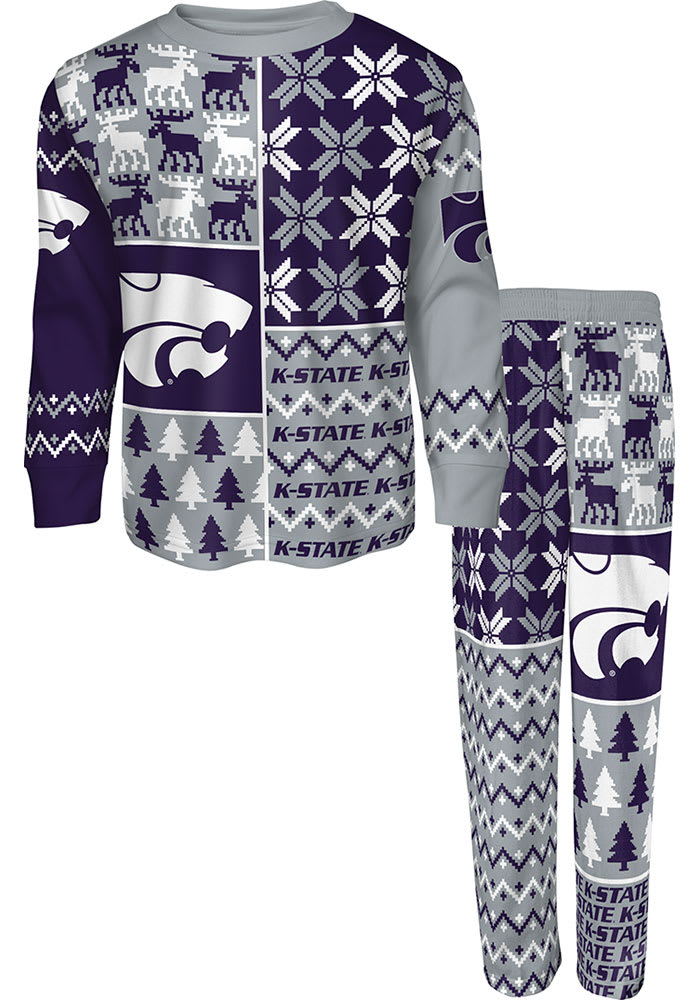 K-State Wildcats Boys Ugly Sweater PJ Set - Purple