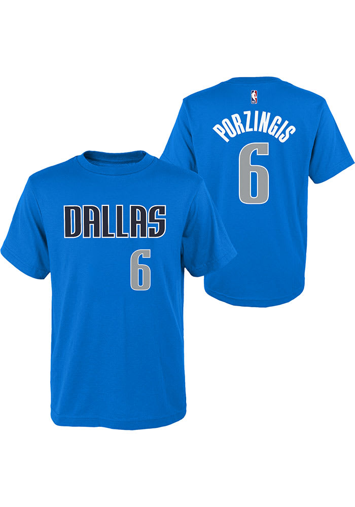 Kristaps Porzingis Dallas Mavericks Youth Blue Name Number Player Tee