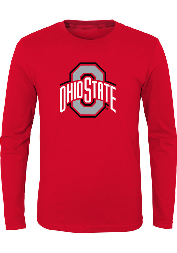 Ohio State Buckeyes Boys Red Primary Logo Long Sleeve T-Shirt