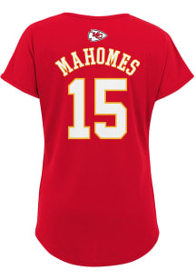 Patrick Mahomes Kansas City Chiefs Girls Red Mainliner NN Dolman Short Sleeve Player T Shirt