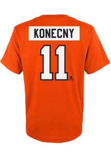 Travis Konecny Philadelphia Flyers Youth Orange Name and Number Player Tee
