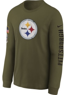 Nike Pittsburgh Steelers Youth Olive Salute To Service Team Logo Long Sleeve T-Shirt