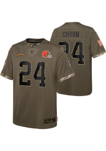 Nick Chubb Cleveland Browns Youth Olive Nike Salute To Service Game Football Jersey