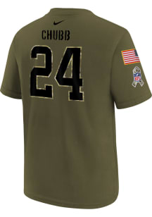 Nick Chubb Cleveland Browns Youth Olive Salute To Service Name and Number Player Tee